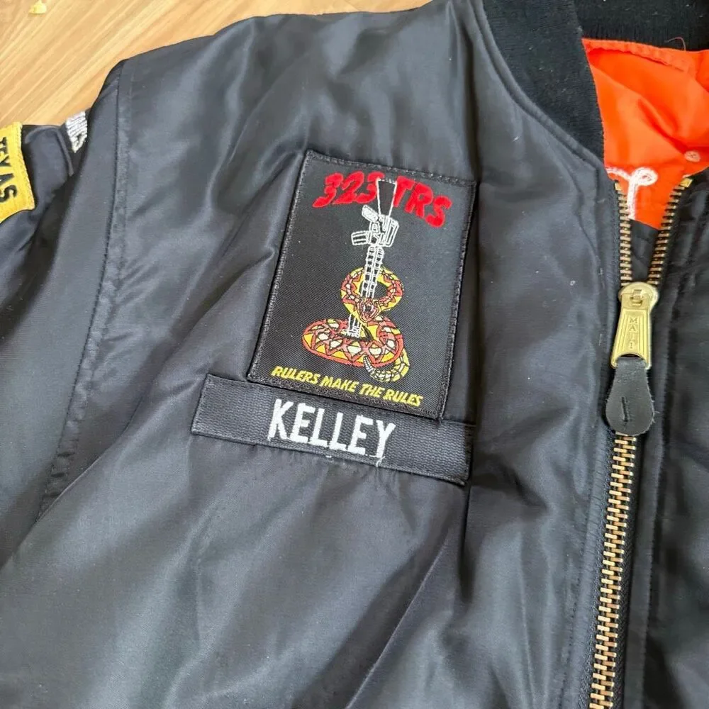 Ma1 Flyer Black Vintage Nylon Bomber Jacket Size M Black U.S. AIR FORCE PATCH